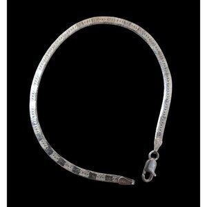 Vior 925 Sterling Silver Vntg Snake Chain Bracelet With Lobster Clasp Italy